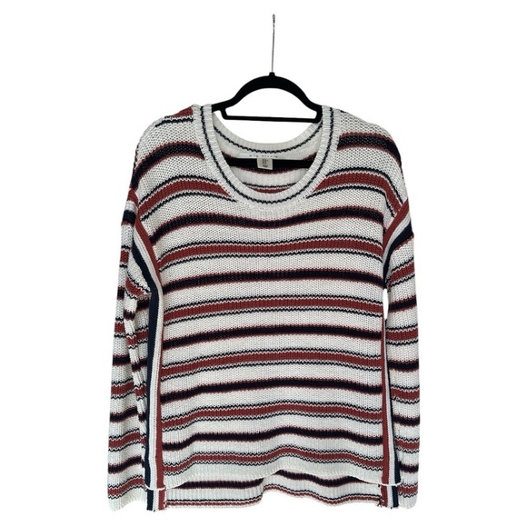 Max Studio Sweaters - EUC Max Studio Women's Multicolor Cotton Striped Long Sleeve Pullover Sweater